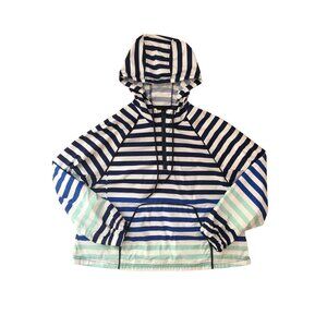 Hunter For Target Women's‎ Blue White Stripe Nylon Hooded Windbreaker Jacket L